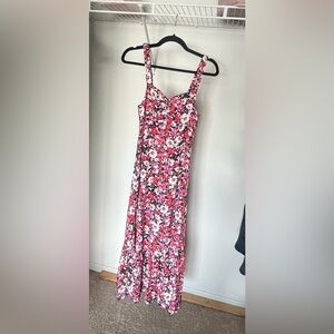 Long ankle length dress with floral pattern